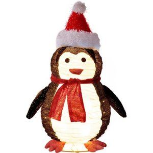 2FT Lighted Pop Up Christmas Penguin Decoration, Pre-Lit Light Up 48 LED Lights